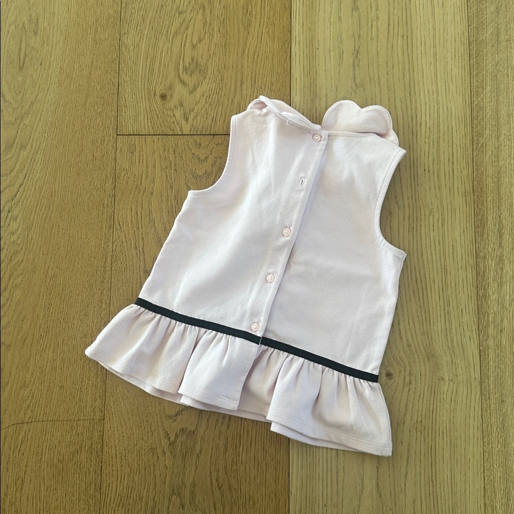 Janie and Jack Light Pink Top with Black Trim 5 girls - Picture 3 of 3